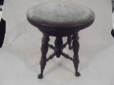 OLD OAK PIANO STOOL WITH GLASS BALL FEET