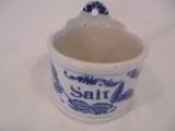 OLD STONEWARE WALL SALT BOX WITH FANCY DESIGN