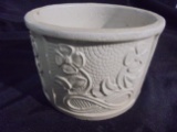 1916 RED WING BUTTER CROCK WITH EMBOSSED FLORAL DESIGN