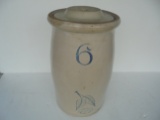 OLD 6 GALLON BIRCH LEAF BUTTER CHURN WITH LID