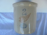 WONDERFUL OLD 2 GALLON RED WING OPEN CROCK-VERY NICE MARK