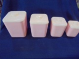 OLD PINK PLASTIC CANISTERS---SET OF 4--QUITE NICE