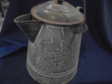 OLD GREY ENAMELED COFFEE POT