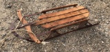 EARLY WOOD SLED WITH METAL RAILS
