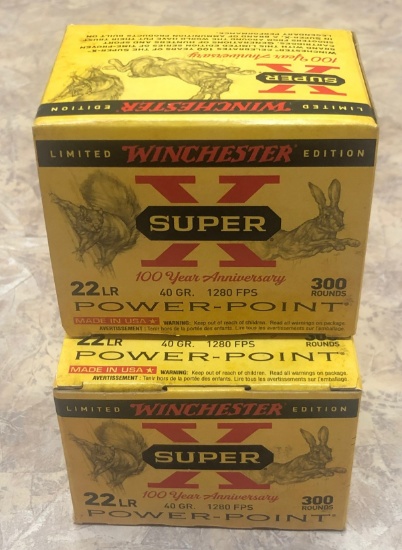 (2) Winchester Power-Point 22 LR -- 300 Rds Per Box