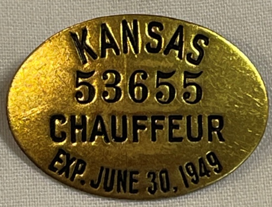 1949 KANSAS CHAUFFEUR BADGE