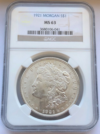 1921 Morgan Silver Dollar - NGC MS63