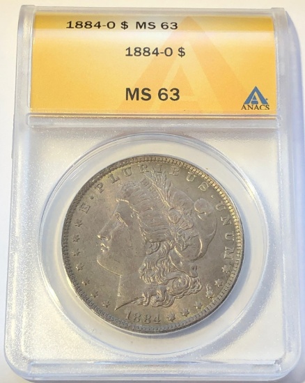 1884-O Morgan Siler Dollar - ANACS MS63