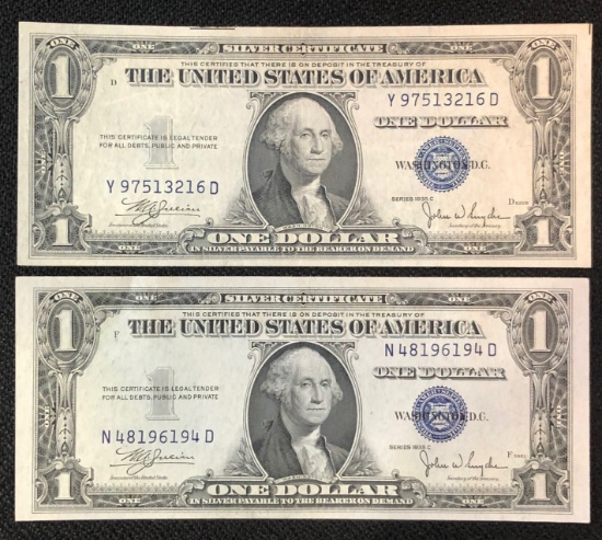 (2) 1935-C $1 Silver Certificates - Great Condition!