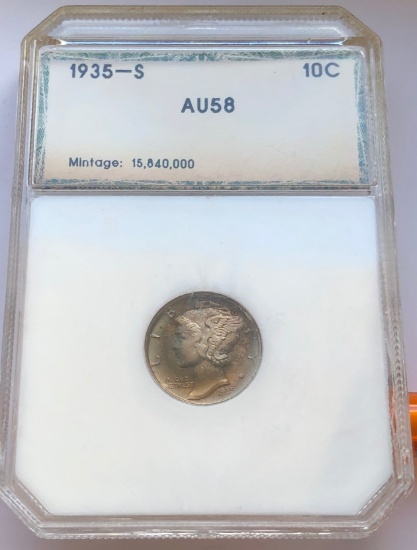 1935-S Mercury Dime - Almost Uncirculated with Toning