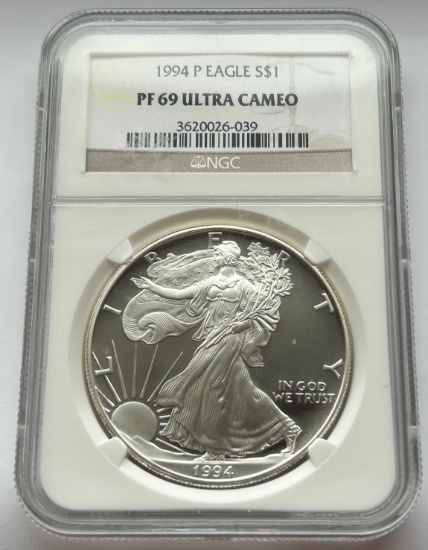 1994-P Proof American Silver Eagle - NGC PF69 Ultra Cameo