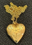 14K Gold Filled Heart Locket with Goldtone Chain Necklace