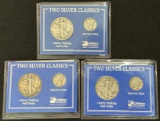 (3) Two Silver Classics Coin Sets -- Walking Half Dollar & Mercury Dime