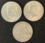 (3) 90% Silver Half Dollars