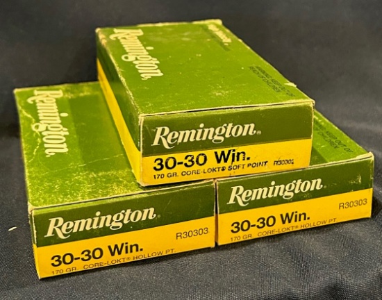 (3) Boxes of Remington .30-30 Win -- 170 Gr.