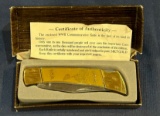 WWII Commemorative Pocket Knife -- 24KT Gold Plated