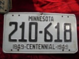 1949 MINNESOTA STATE LICENSE PLATE 