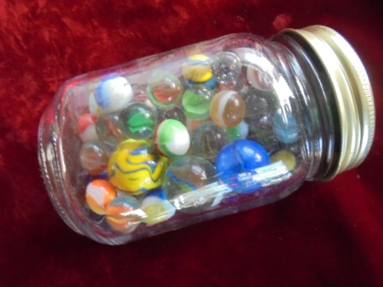 PINT JAR OF MARBLES-AS PHOTOED