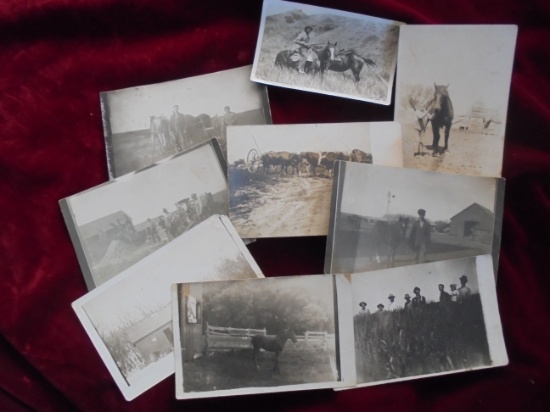 8 OLD REAL PHOTO POST CARDS AND ONE LITTLE PHOTO OF FARM OR RANCH RELATED VIEWS