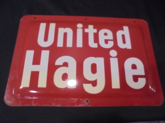 OLD METAL ADVERTISING SEED SIGN "UNITED HAGIE"