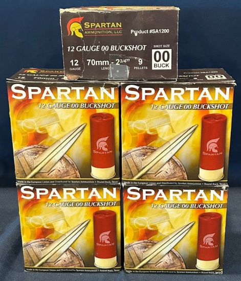 (5) Boxes of Spartan 12 Gauge 00 Buckshot