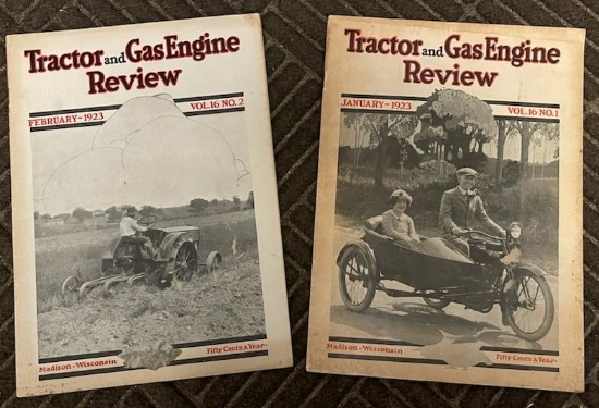 1923 TRACTOR & GAS ENGINE REVIEW MAGAZINES - "HARLEY DAVIDSON" & CASE POWER MACHINERY"