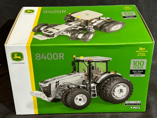 SILVER! - JOHN DEERE 8400R TRACTOR - PRESTIGE COLLECTION 100TH ANNIVERSARY