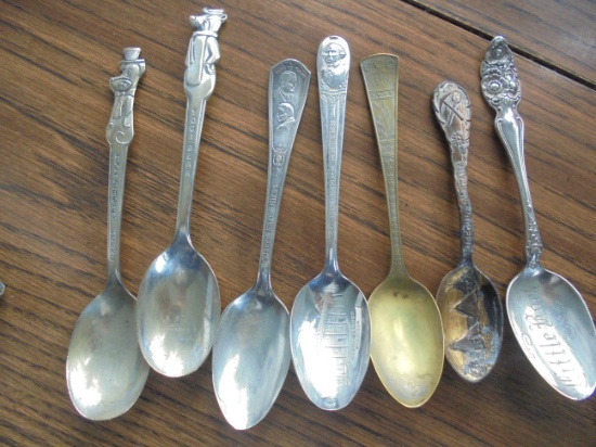 COMOB LOT OF 7 OLD COLLECTOR SPOONS-STANDARD SIZE