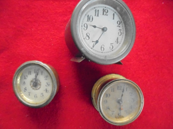 3 OLD WIND UP CLOCKS FOR PARTS