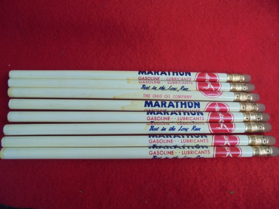 8 OLD AND NEVER USED ADVERTISING PENCILS "MARATHON OIL" WITH LOGO