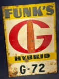 FUNK'S HYBRID SEED CORN ADVERTISING SIGN
