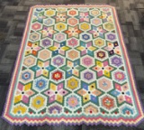 WONDERFUL COLORFUL QUILT - 104 INCHES BY 76 INCHES
