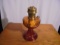 1981 ALADDIN LINCOLN DRAPE KEROSENE LAMP - AMBER GLASS