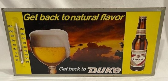 "DUKE BEER" ADVERTSING SIGN & THERMOMETER