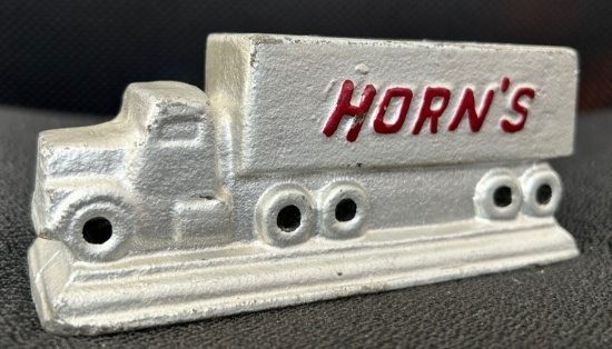 HORN'S TRUCKING CO. - CAST IRON PAPER WEIGHT