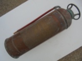 ANTIQUE 23 INCH TALL BRASS/COPPER FIRE EXTINGUISHER