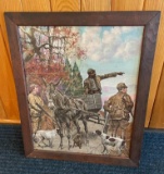 EARLY HUNTING PICTURE IN FRAME