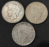 (3) US PEACE SILVER DOLLARS - 1922-D, 1923-S, & 1935