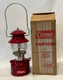 COLEMAN MODEL 200A RED LANTERN WITH ORIGNAL BOX