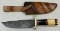 Damascus Steel Fixed Blade Hunting Knife with Sheath