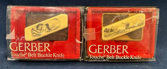 (2) Gerber Touche' Belt Buckele Knives