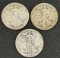 (3) Early Dated Walking Liberty Half Dollars - 1918-S, 1927-S, and 1933-S
