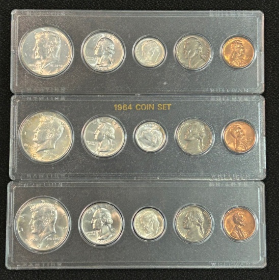 (3) 1964 United States Uncirculated Coin Sets