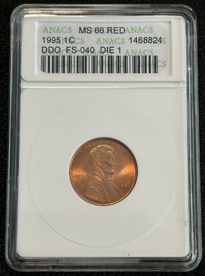 1995 Lincoln Memorial Cent - Double Die Obverse - MS66RD ANACS