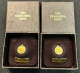 (2) Columbia Mint 24KT Gold Miniature Copy of the St. Guadens Coin