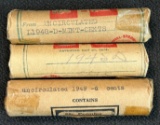 (3) Rolls of Uncirculated Wheat Cents --- 1945-D, 1948-D, and 1949-D