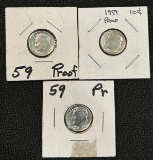 (3) 1959 Silver Proof Roosevelt Dimes