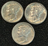 1935 Mercury Dime Coin Set - P,D,S -- AU/BU