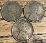 (3) San Francisco Minted Lincoln Wheat Cents --- 1913-S, 1914-S, 1915-S -- Better Dates