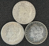(3) Morgan Silver Dollars - 1884, 1889, 1899-O